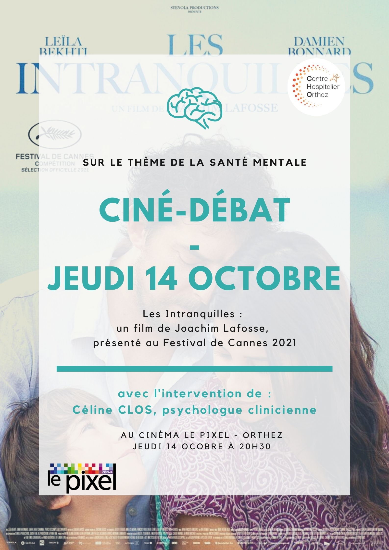Affiche du ciné-débat sur la santé mentale, octobre 2021