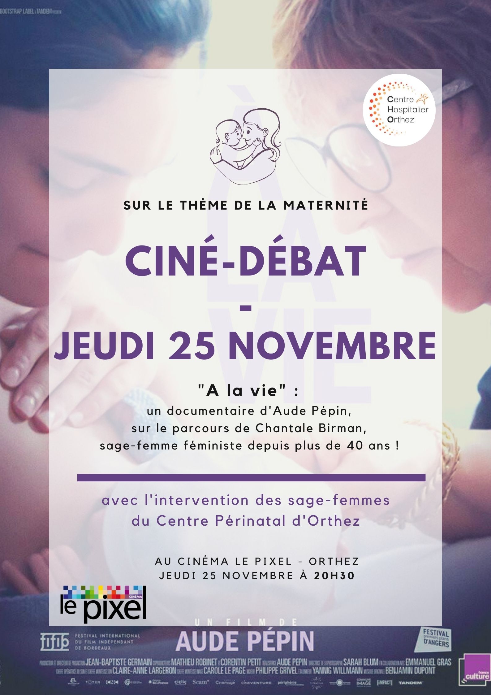 Affiche du ciné-débat sur la maternité, novembre 2021