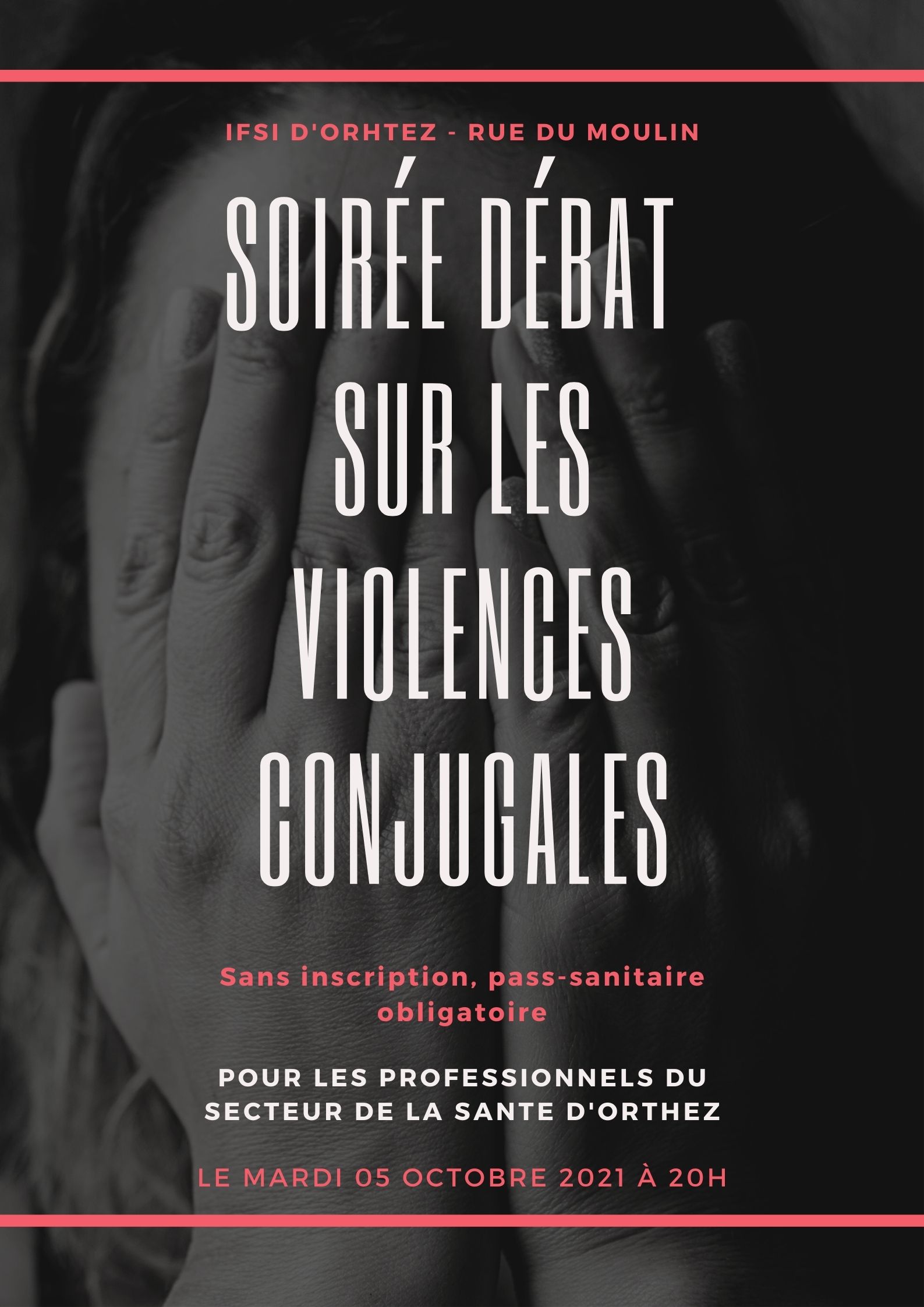 Affiche de la soirée débat sur les violences conjugales, octobre 2021